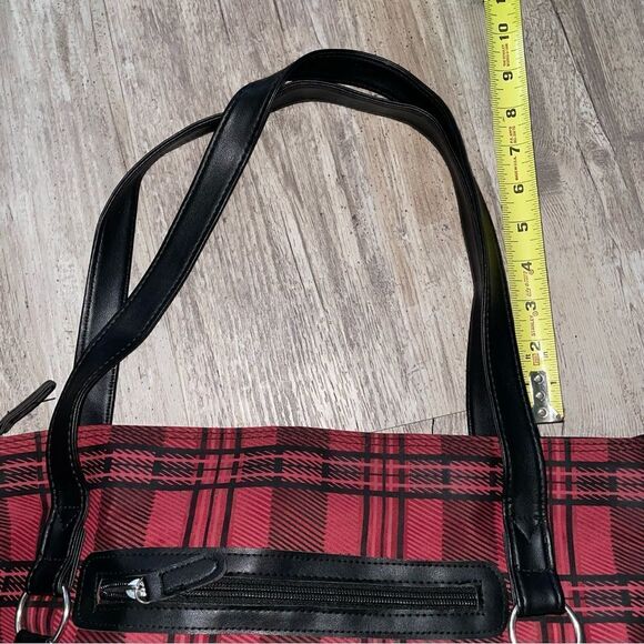 Tartan xl tote bag lightly lined with zip wall pocket zip top w/ lg  snap pocket - Picture 10 of 10